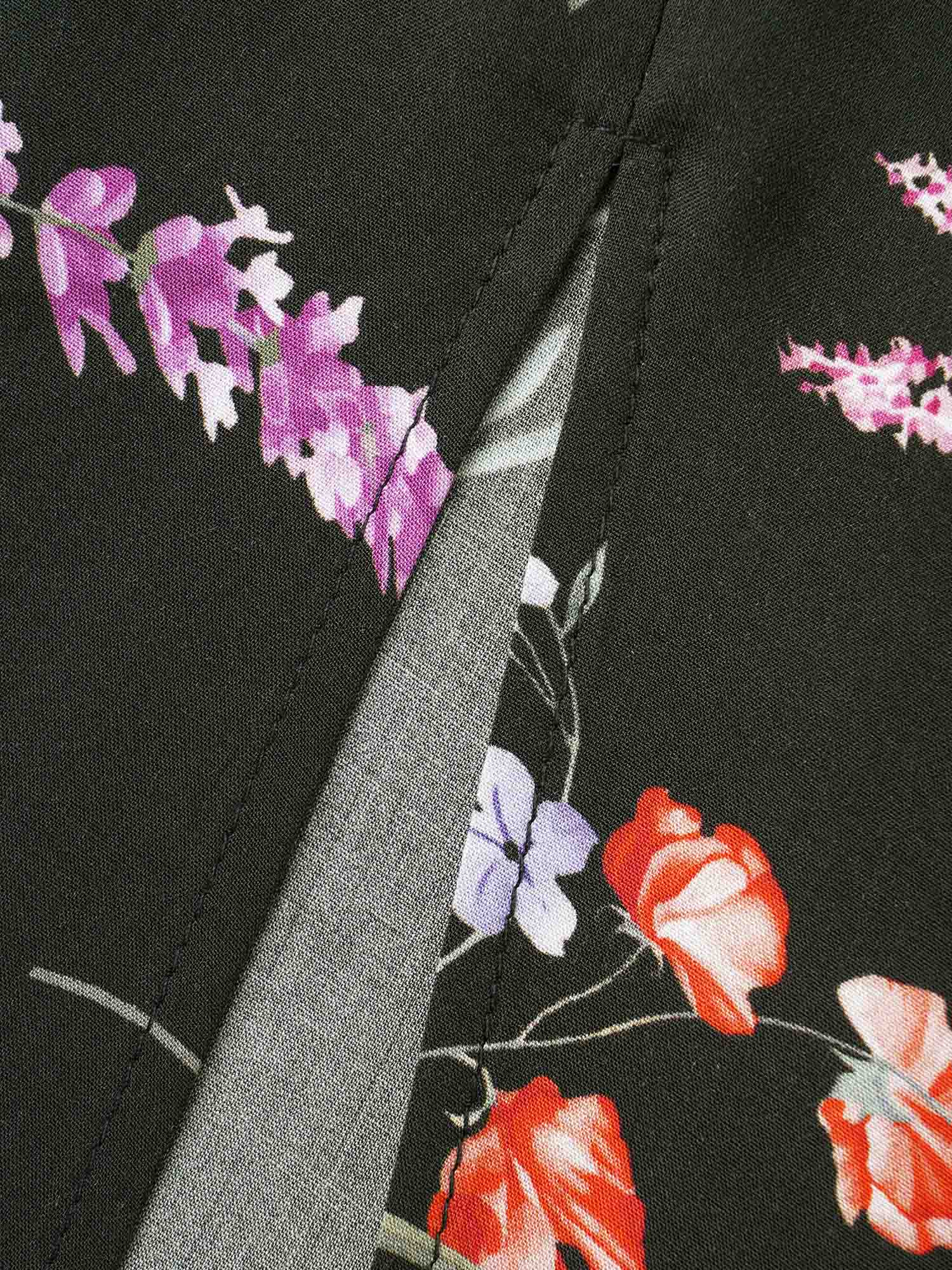 Floral Wrap Ruffle Sleeve Dress