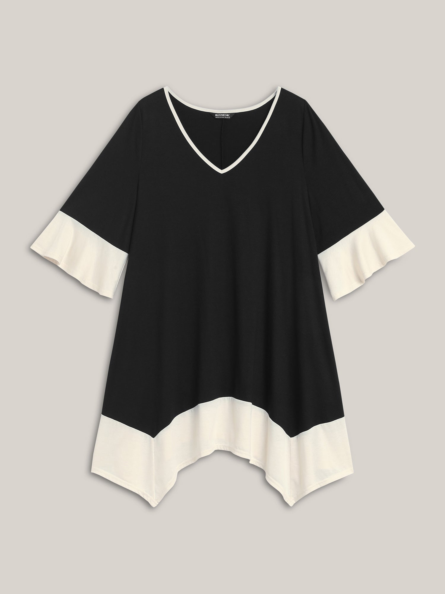 Color Block Hi Low Hem Plain Top