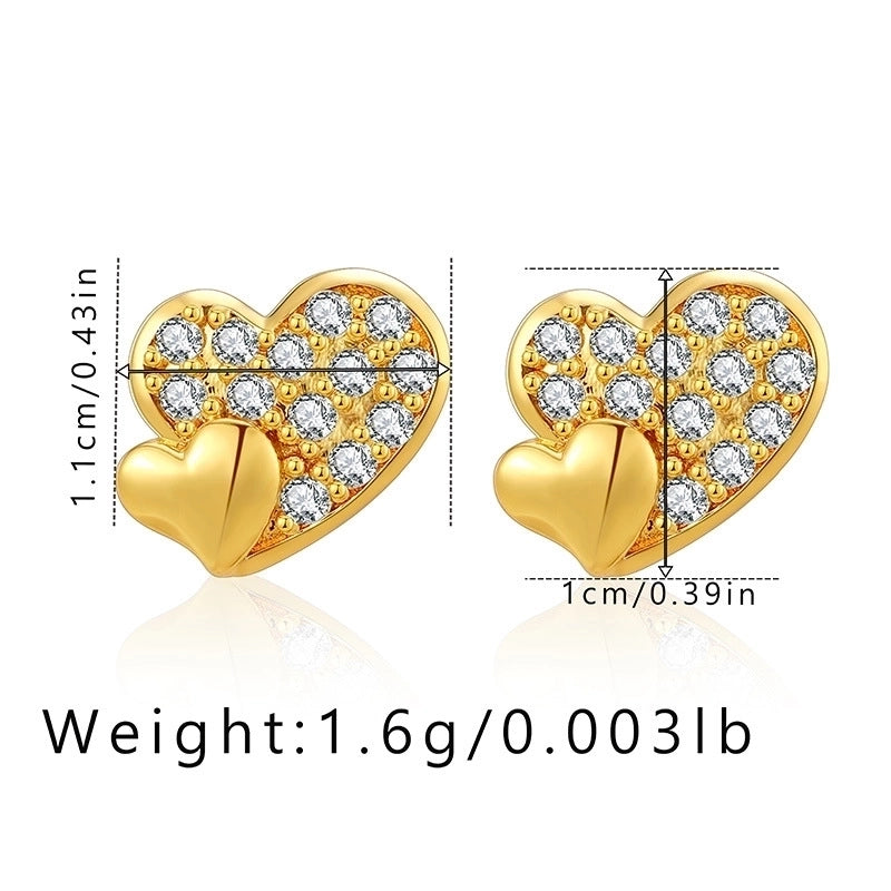 1 Pair Minimalist Geometric Inlay Copper Zircon 18K Gold Plated Ear Studs