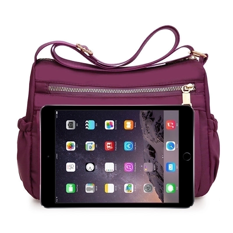 Women's Large Nylon Lingge Fashion Square Zipper Crossbody Bag