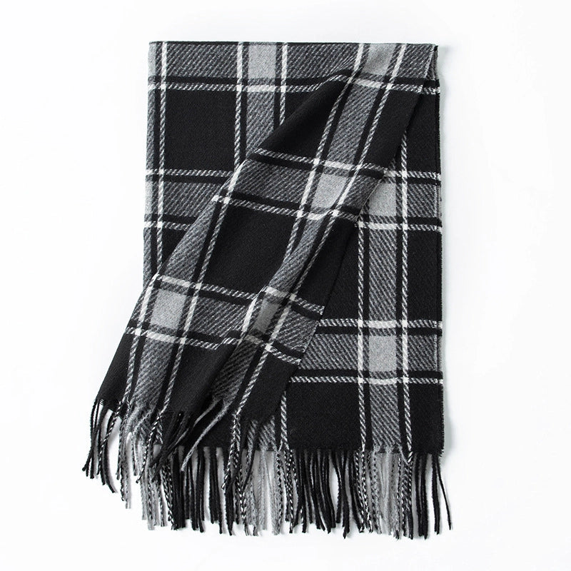 Women's Elegant Plaid Imitation Cashmere Tassel Scarf