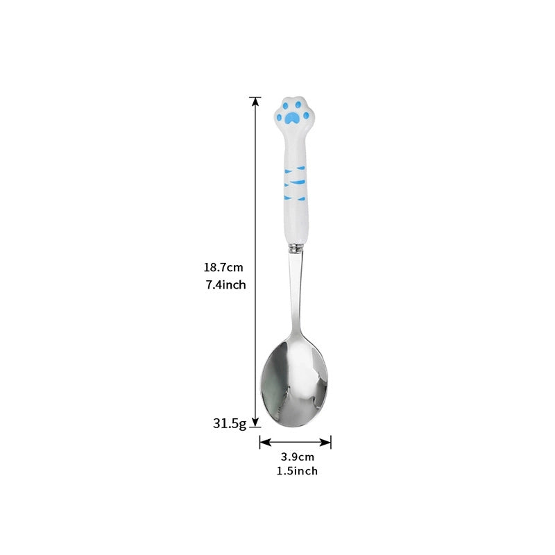 Cute Cat Stainless Steel Plastic Silica Gel Tableware