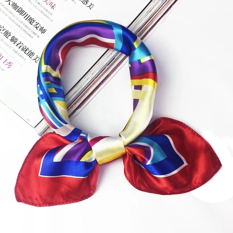 Unisex Sweet Geometric Satin Printing Silk Scarves
