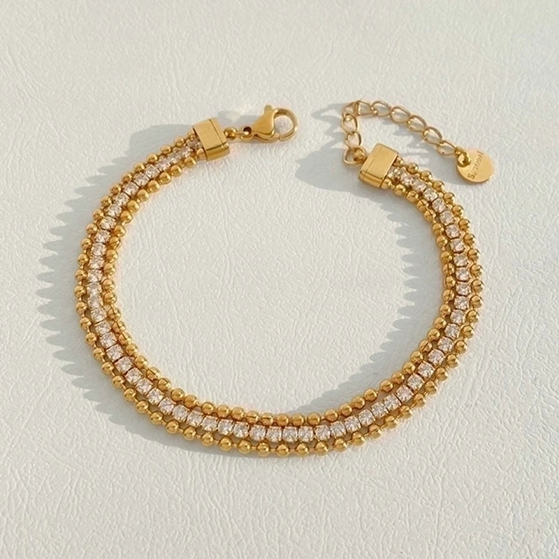 3 Pieces Casual Minimalist Geometric 304 Stainless Steel 16K Gold Plated White Gold Plated Gold Plated Bracelets In Bulk