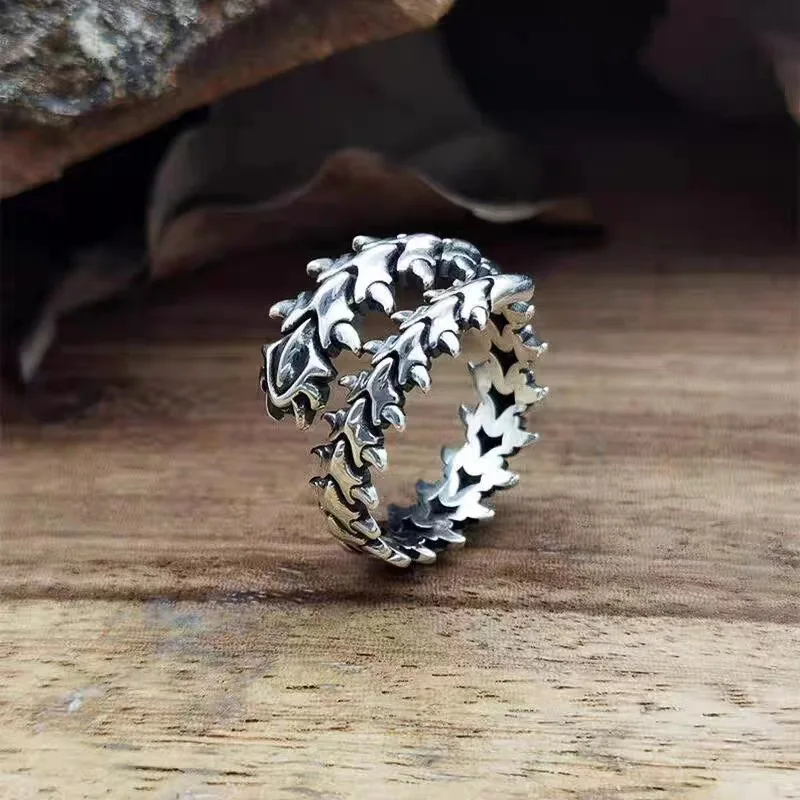 Rinhoo 3d Unique Design Vintage Men's Alloy Ring Dragon Gothic Finger Rings Adjustable Jewelry  Open Animals Ring