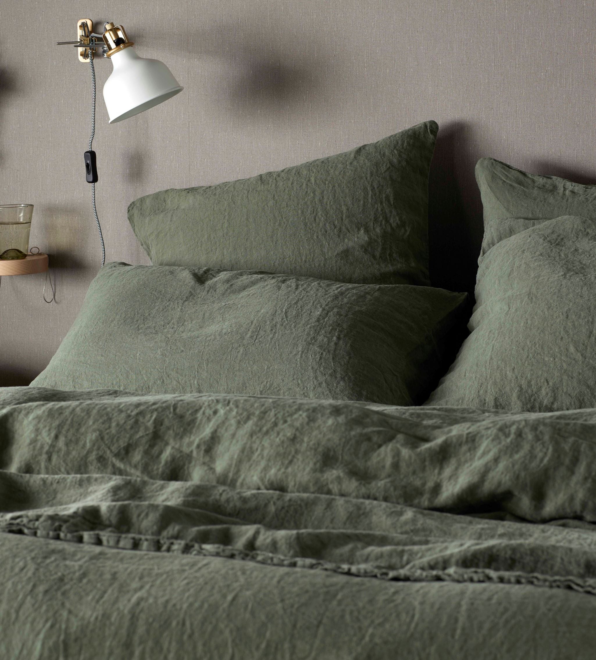 Olive Green 100% Linen Oxford Pillowcase