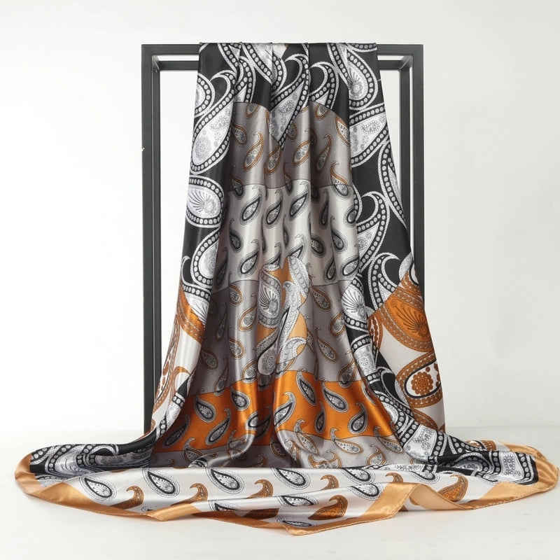 Women's Minimalist Cashew Nuts Satin Printing Silk Scarf Kerchief