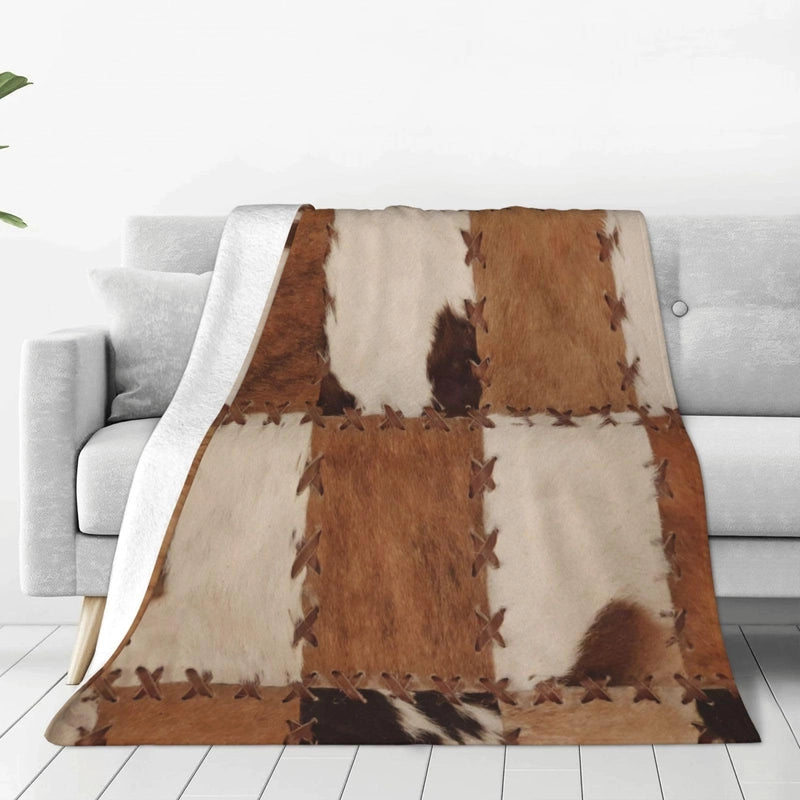 Casual Cow Pattern Color Block Polyester Blanket Couch & Sofa Decor