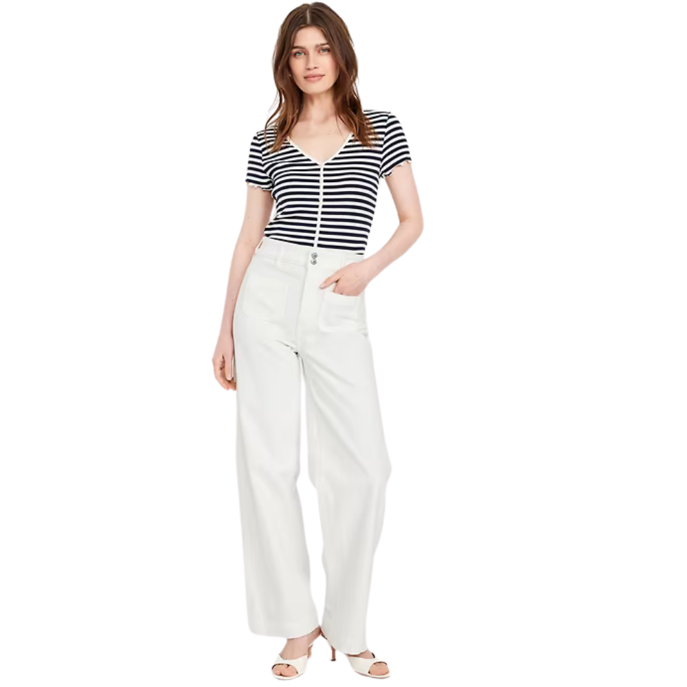 High Rise Straight Cut Wide Leg Jeans