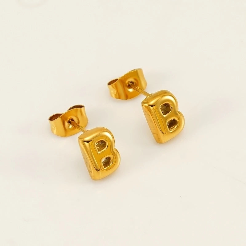 1 Piece Minimalist Classic Style Letter Plating 304 Stainless Steel 18K Gold Plated Ear Studs