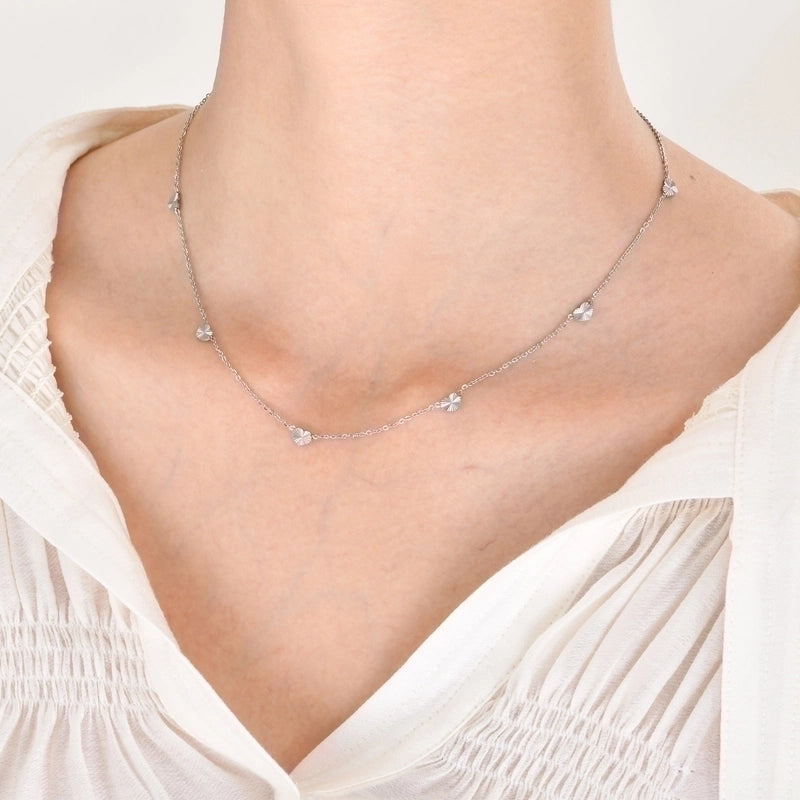 201 Stainless Steel Fairy Style Minimalist Plating Inlay Triangle Square Water Droplets Zircon Necklace