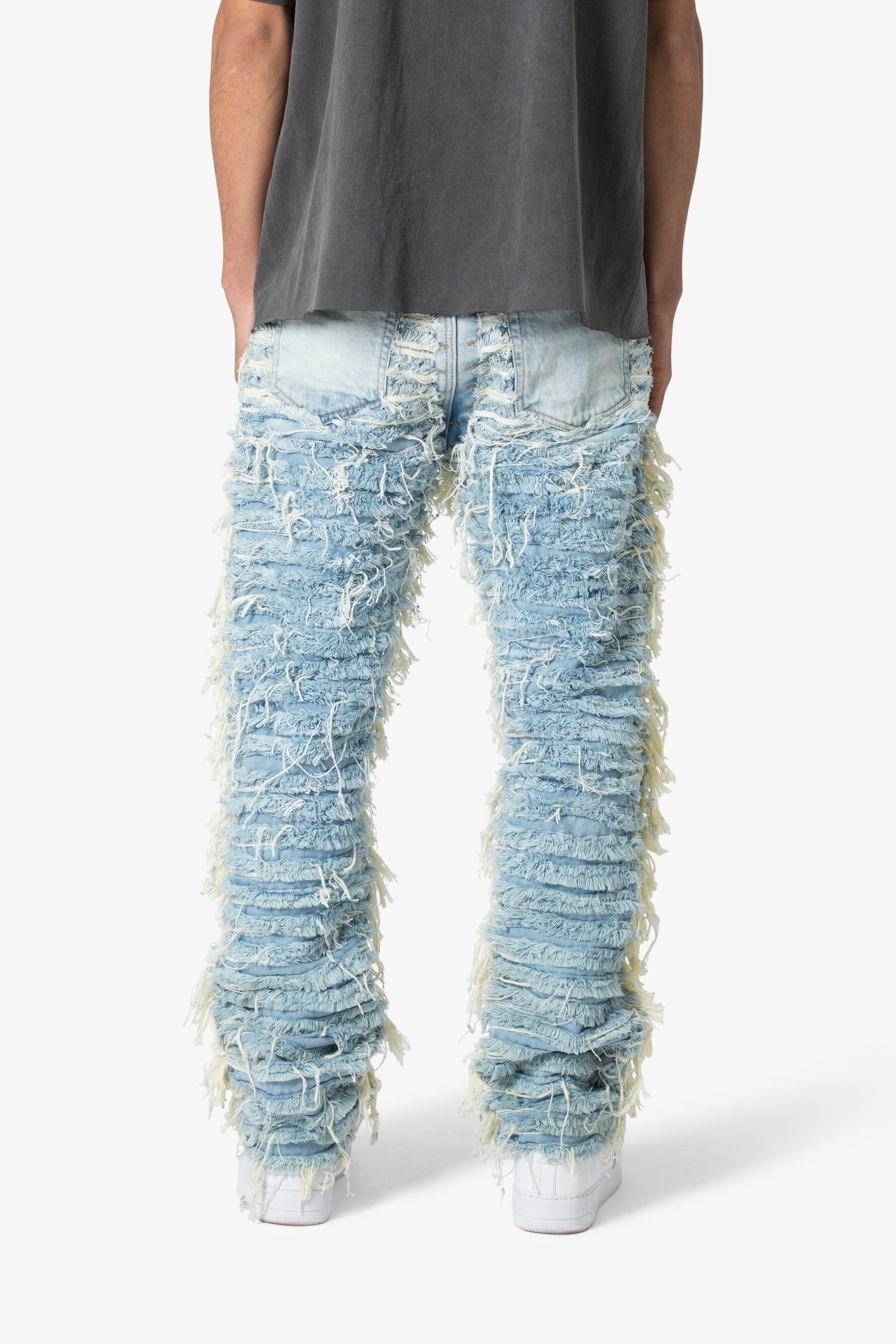 V631 Baggy Frayed Denim - Blue