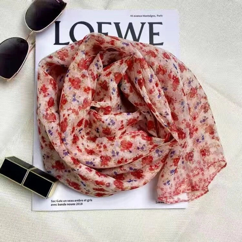 Women's Sweet Minimalist Color Block Georgette Printing Silk Scarf
