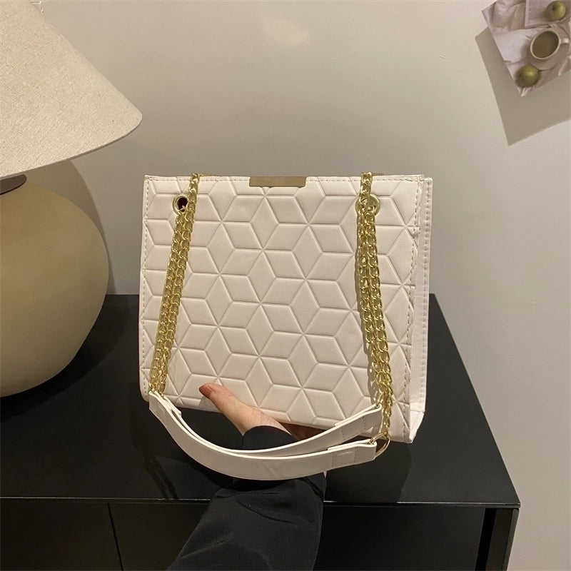 Women's Pu Leather Solid Color Classic Style Zipper Tote Bag