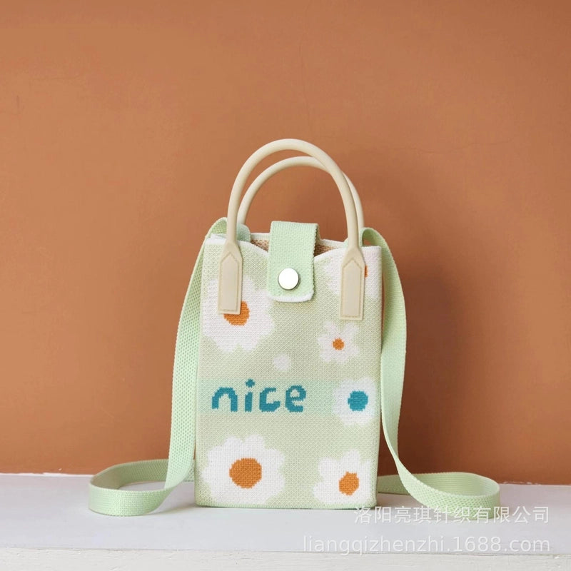 Women's Polyester Cartoon Cute Square Hidden Buckle Shoulder Bag Handbag Crossbody Bag
