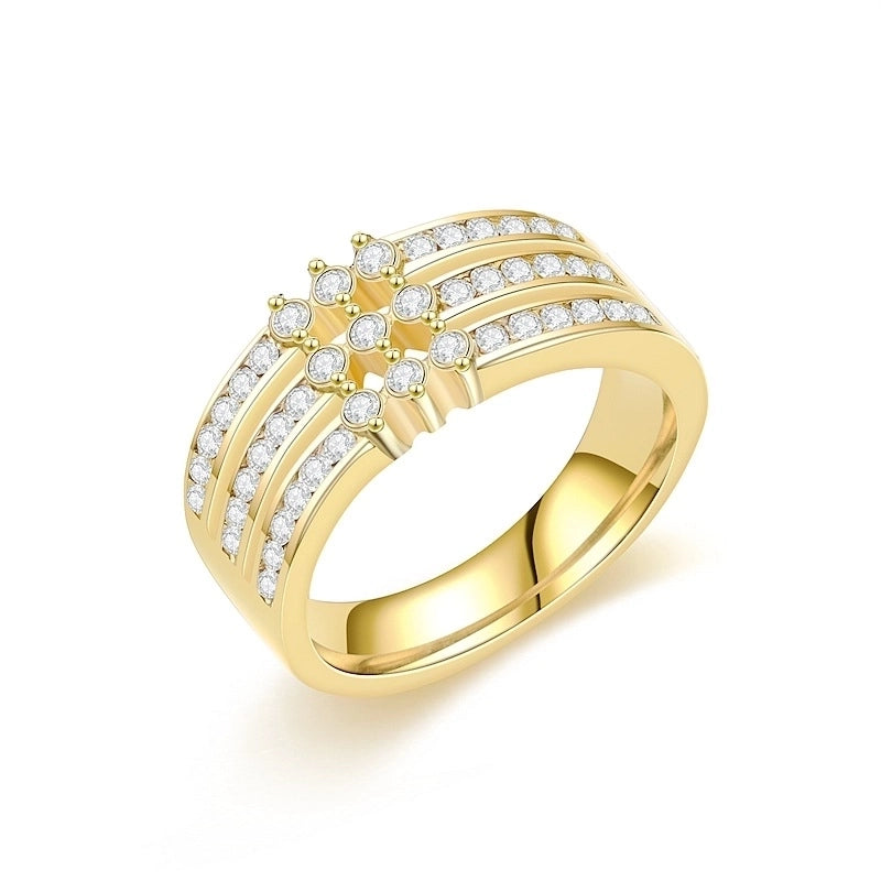Minimalist Round Titanium Steel Zircon 18K Gold Plated Inlay Rings