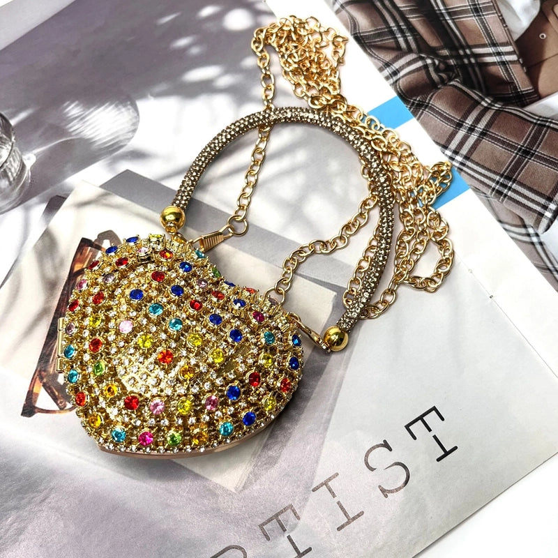 Silver Tassel Love Portable Silver Big Diamond Love Portable Silver Small Diamond Love Portable Plastic Metal Heart Shape Tassel Heart-shaped Evening Bags