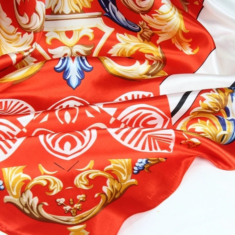 Women's Elegant Retro Printing Polyester Silk Scarf