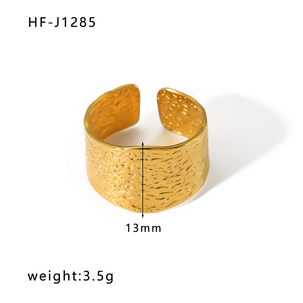 Women IG Style Circle Round Geometric Stainless Steel Electroplating Rings