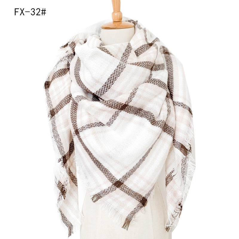 Autumn And Winter New Scarf Cashmere Acrylic Black Beige Plaid Square Scarf Women's Shawl