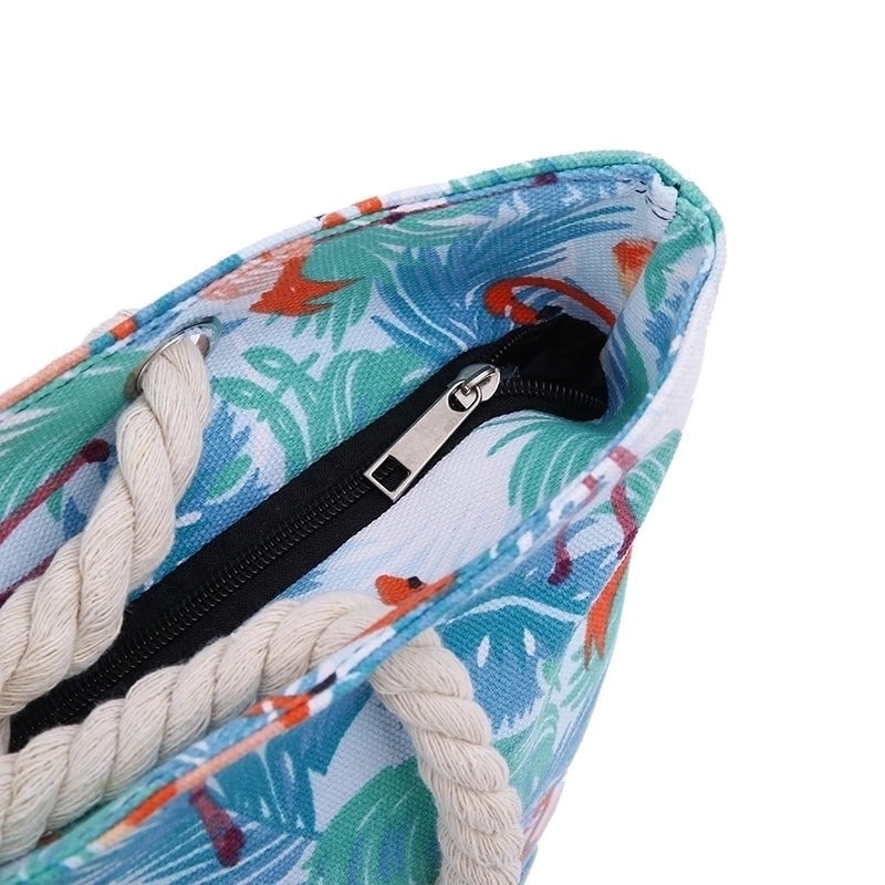 Women's Large Cotton Polyester Stripe Vacation Square Zipper Canvas Bag