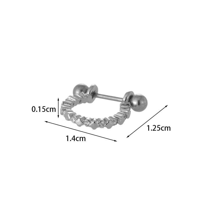 Ear Cartilage Rings & Studs Fashion Crown Copper Plating Artificial Gemstones