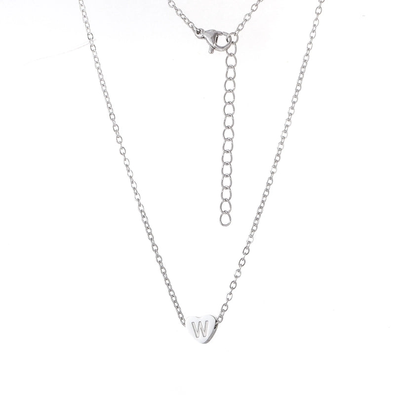 Stainless Steel Titanium Steel 18K Gold Plated Minimalist Letter Heart Shape None Pendant Necklace