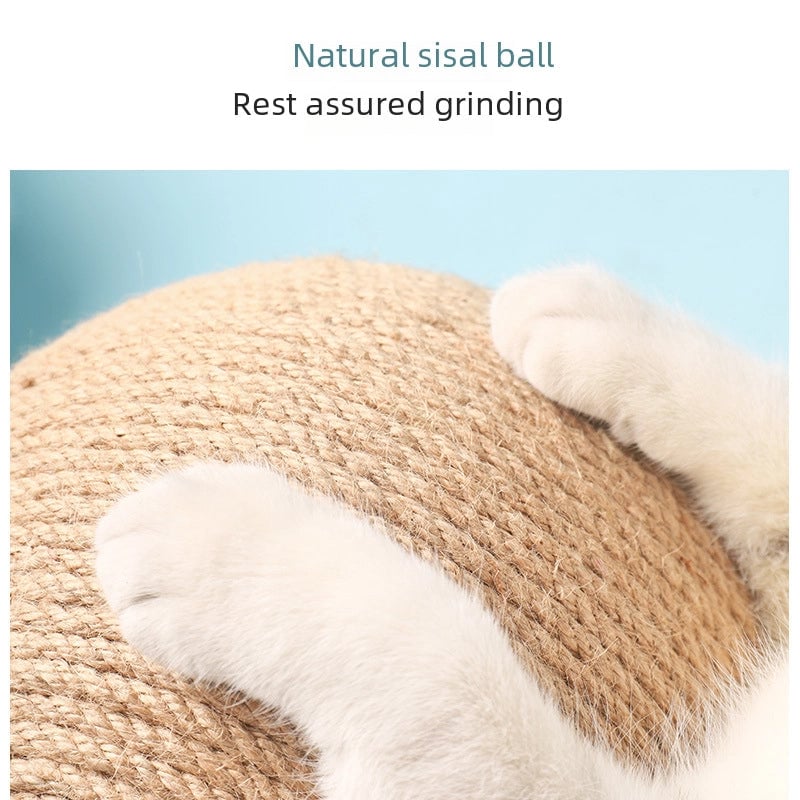 Wooden Cat Scratch Board Toy Durable Cat Scratching Post Ball Hand-wound Rope Climbing Frame Pet Supplies