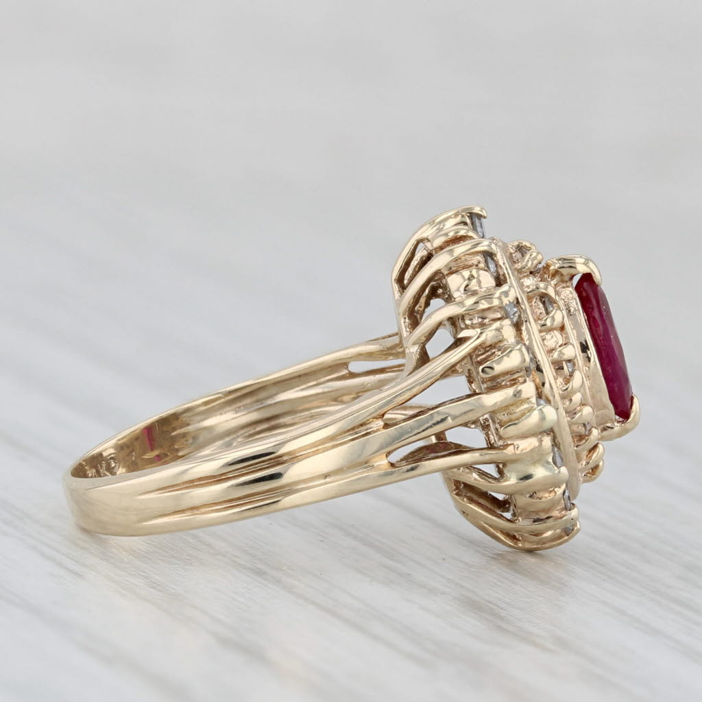 0.50ctw Ruby Diamond Halo Ring 14k Yellow Gold Size 2.75