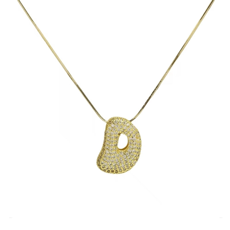 Minimalist Classic Style Letter Copper Plating 18K Gold Plated Pendant Necklace