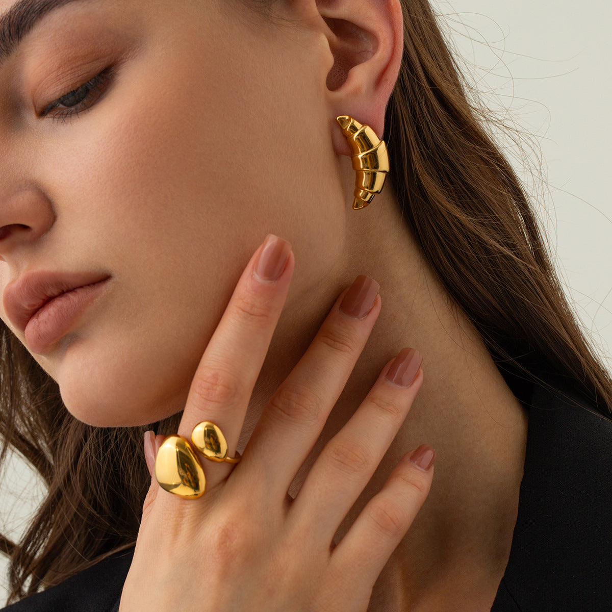 Circle Geometric Stainless Steel 18K Gold Plated Earrings