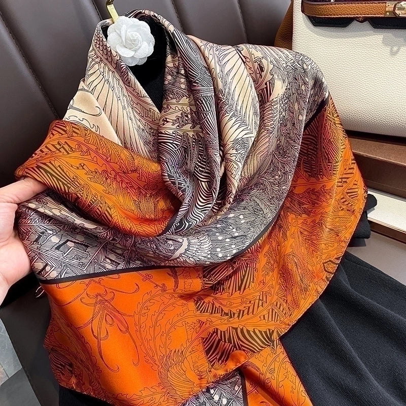 Women's Basic Minimalist Flower Satin Silk Scarves