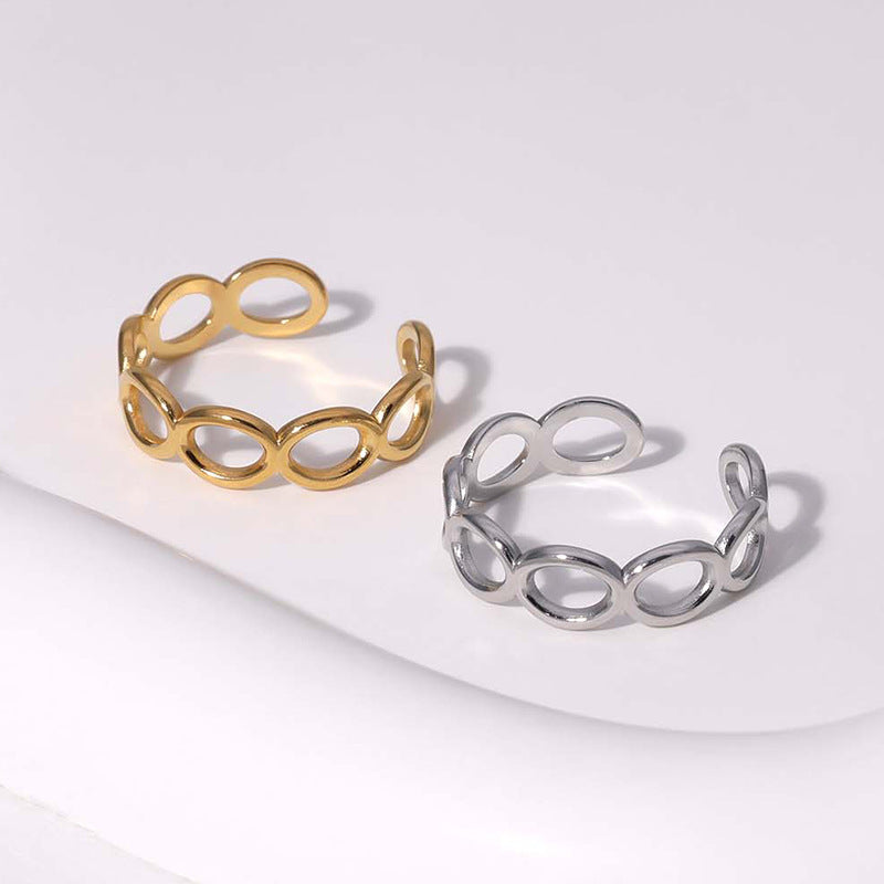 Open Ring Minimalist Ellipse Geometric Stainless Steel Electroplating Rings