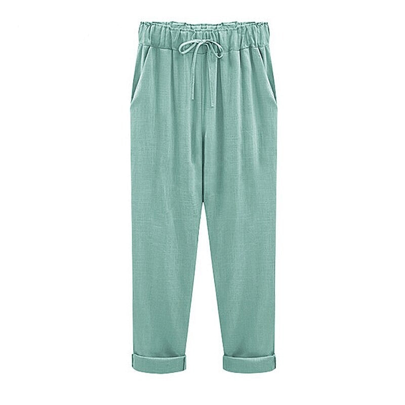 High Waist Summer Classic Slim Linen Pants