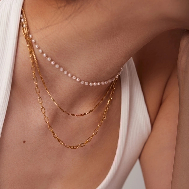 Fashion Minimalist Geometric Stainless Steel Titanium Steel Plating Necklace