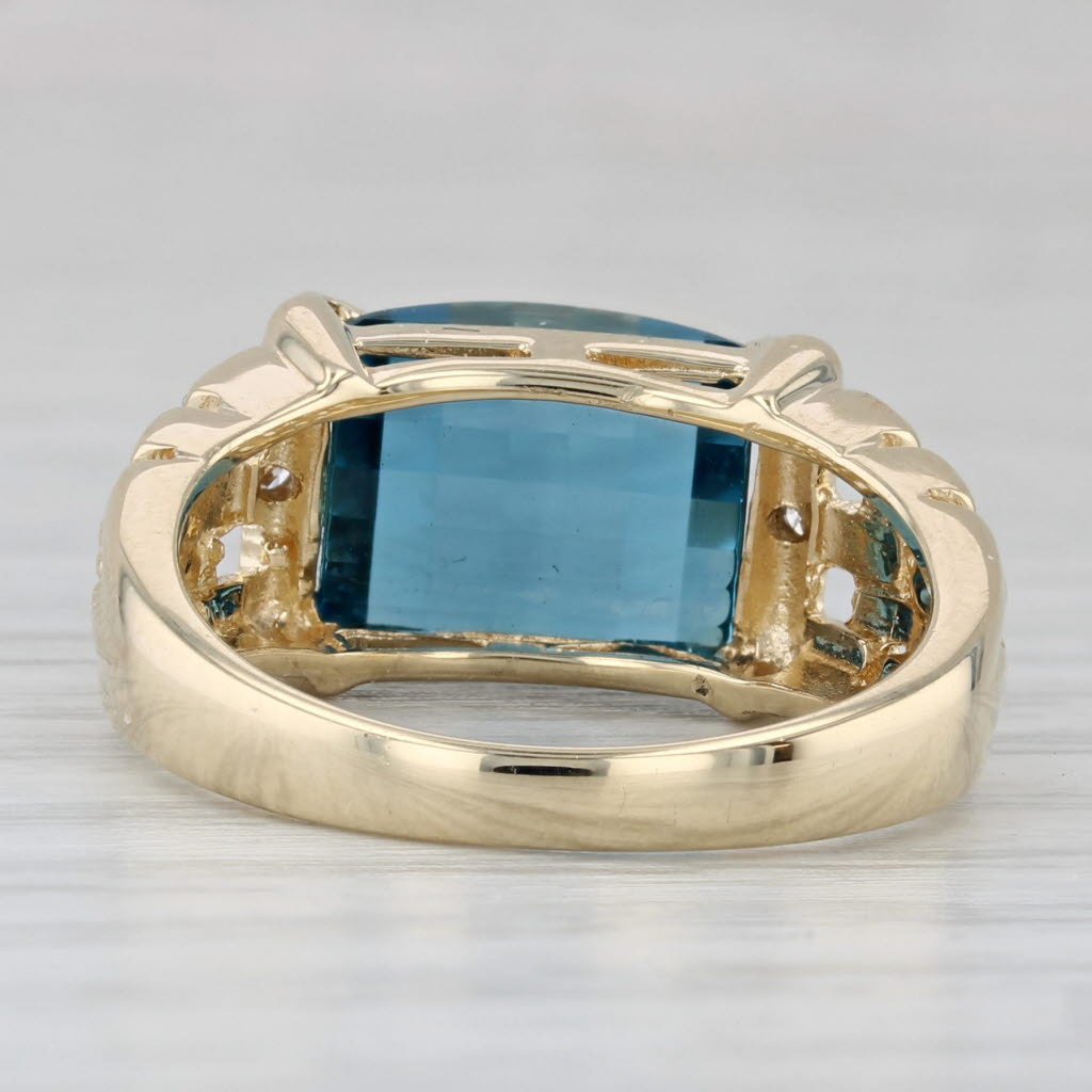 Blue Topaz Diamond Ring 14k Yellow Gold Size 7