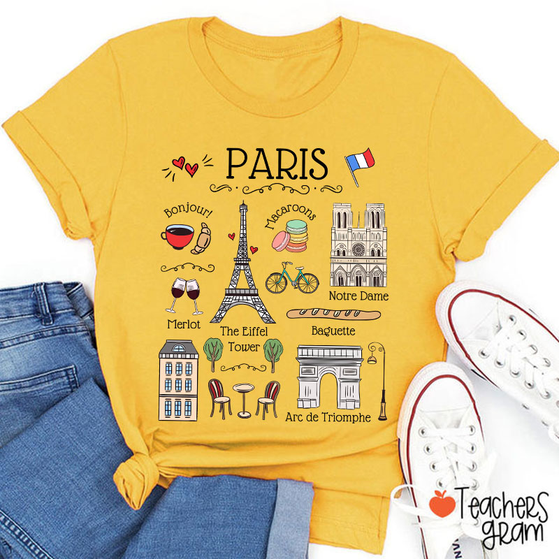 Eiffel Tower French Landmarks French Teacher T-Shirt