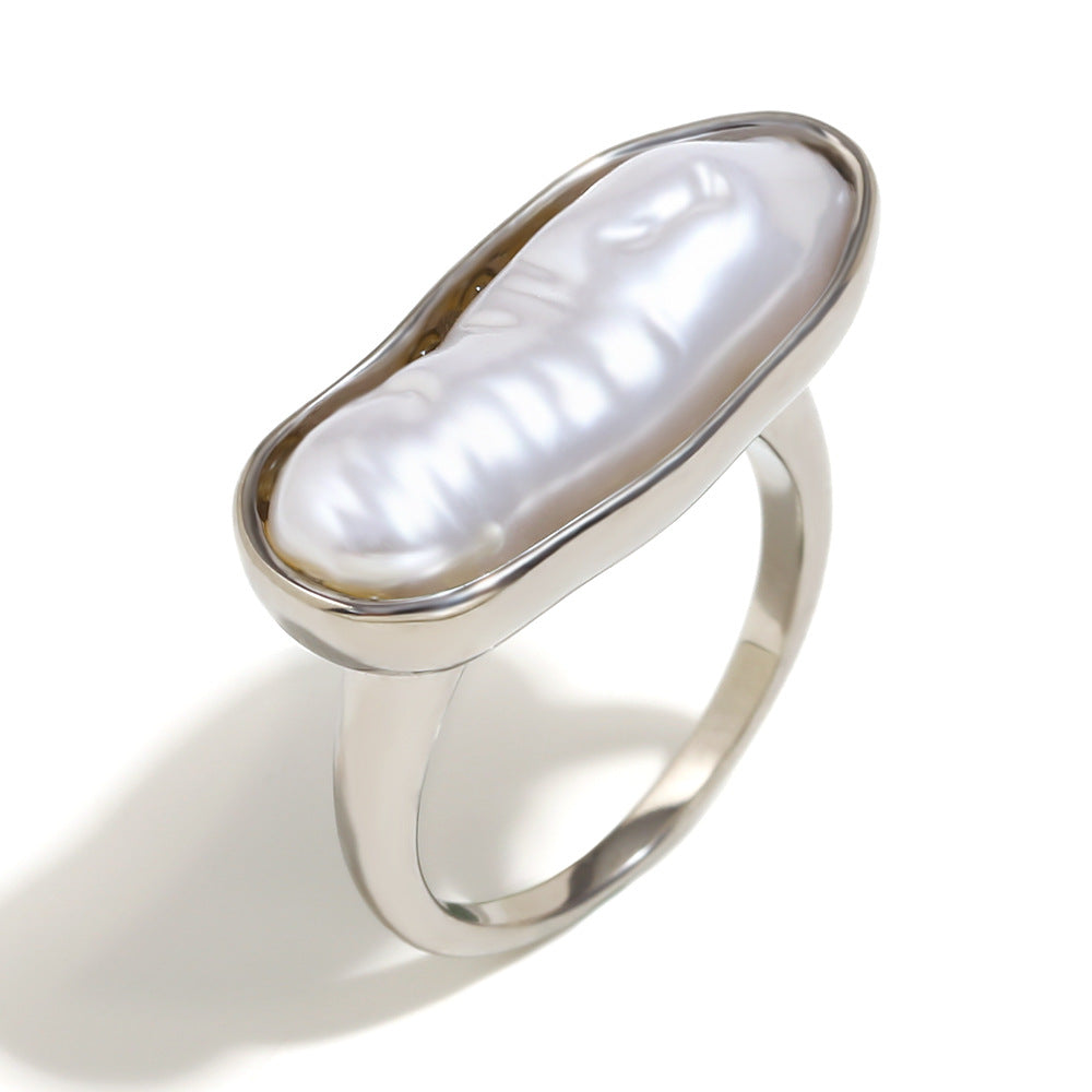 Fashionable Niche Personality Simple Hot Style Hand Jewelry Stainless Steel Plated 18K Gold Line Oil Drop Ring Female
