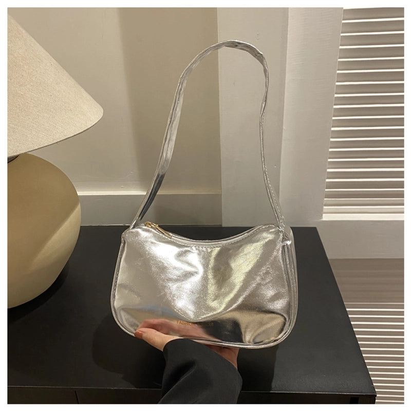Women's Small Pu Leather Solid Color Streetwear Square Zipper Underarm Bag