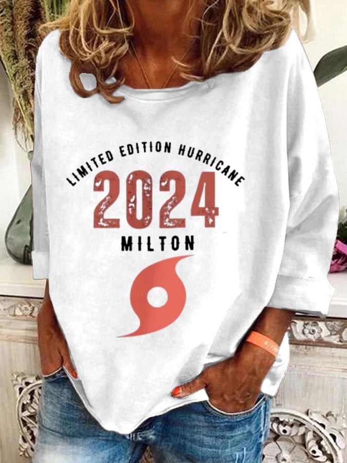 Women's Hurricane Milton Survivors Print Casual Sweatshirt