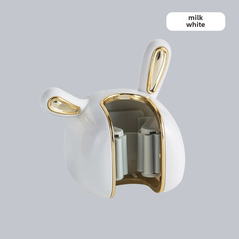 Light Luxury White Rabbit Mop Rack Toilet Punch-free Wall-mounted Broom Storage Rack Adhesive Strong Hook Buckle Fixed