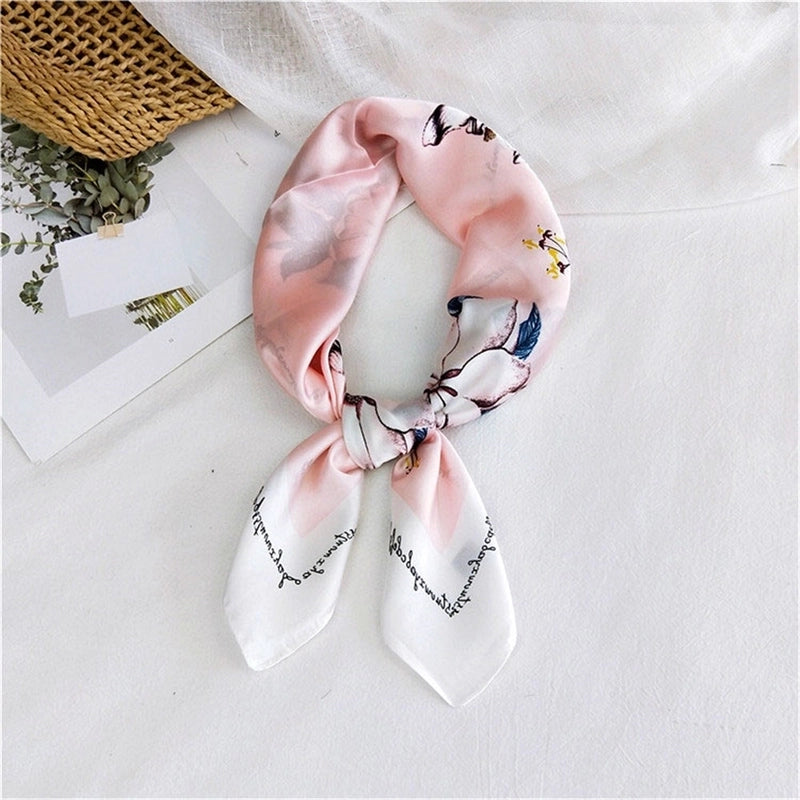 Women's Minimalist Printing Satin Silk Scarf