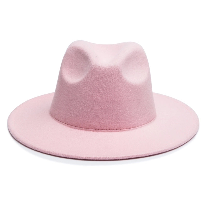 Unisex Vintage Style Minimalist British Style Solid Color Big Eaves Flat Eaves Fedora Hat