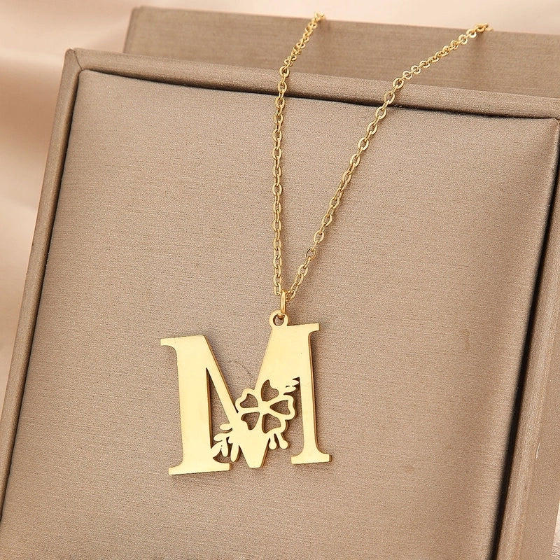 Basic Classic Style Letter Stainless Steel Plating Pendant Necklace