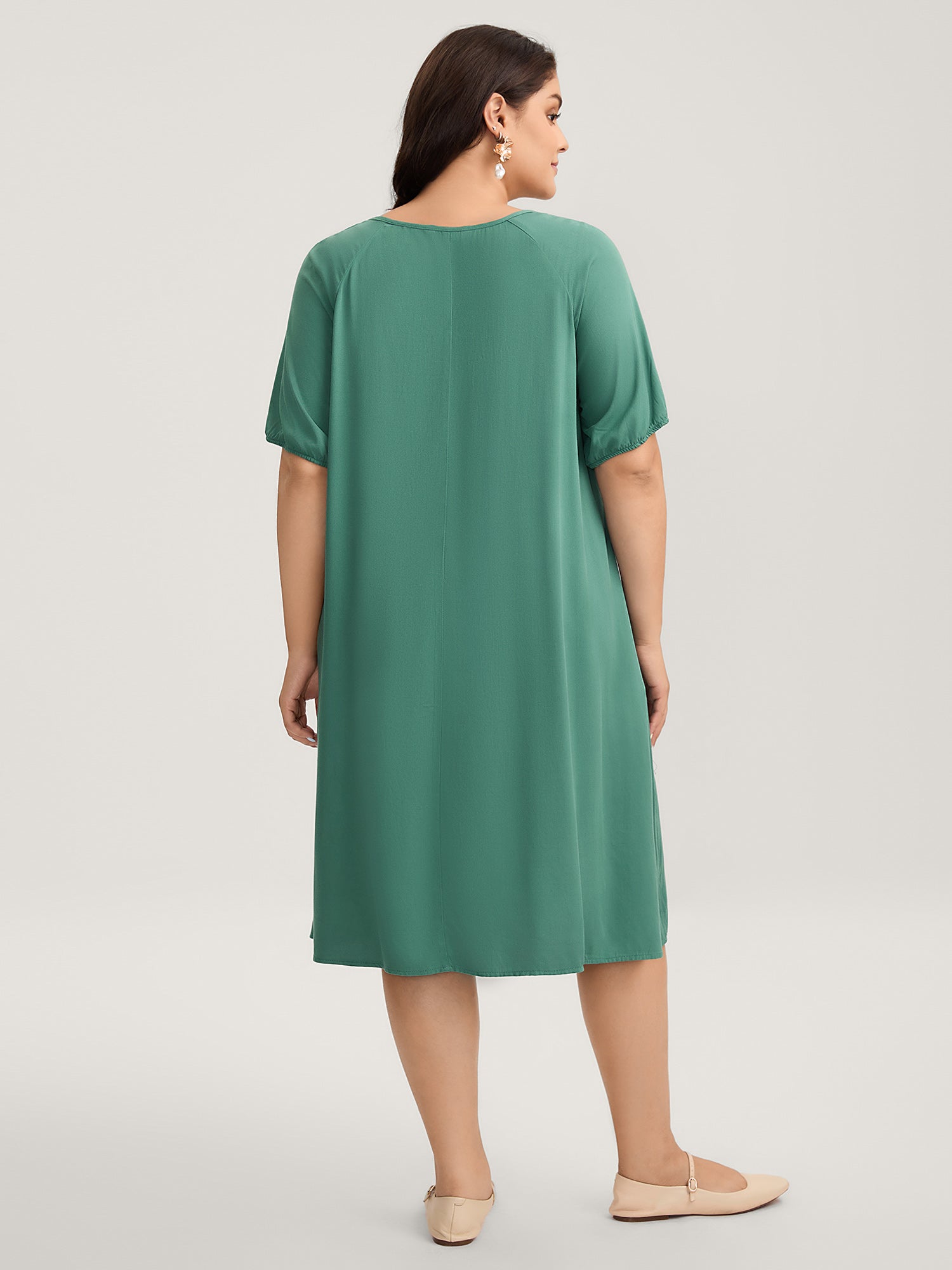 Rayon Neck-Tie Pleated Midi Dress