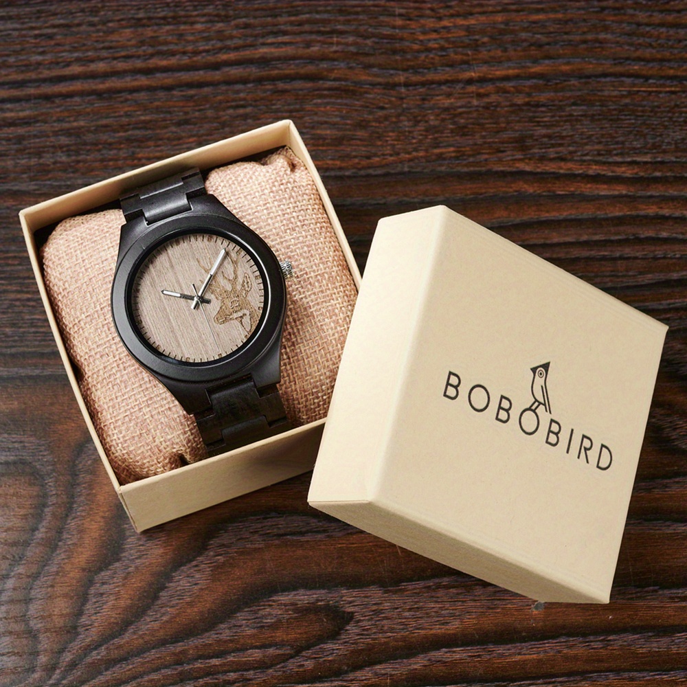 Unique Elk Carved Men's Watch Wooden Watch Nice Gift