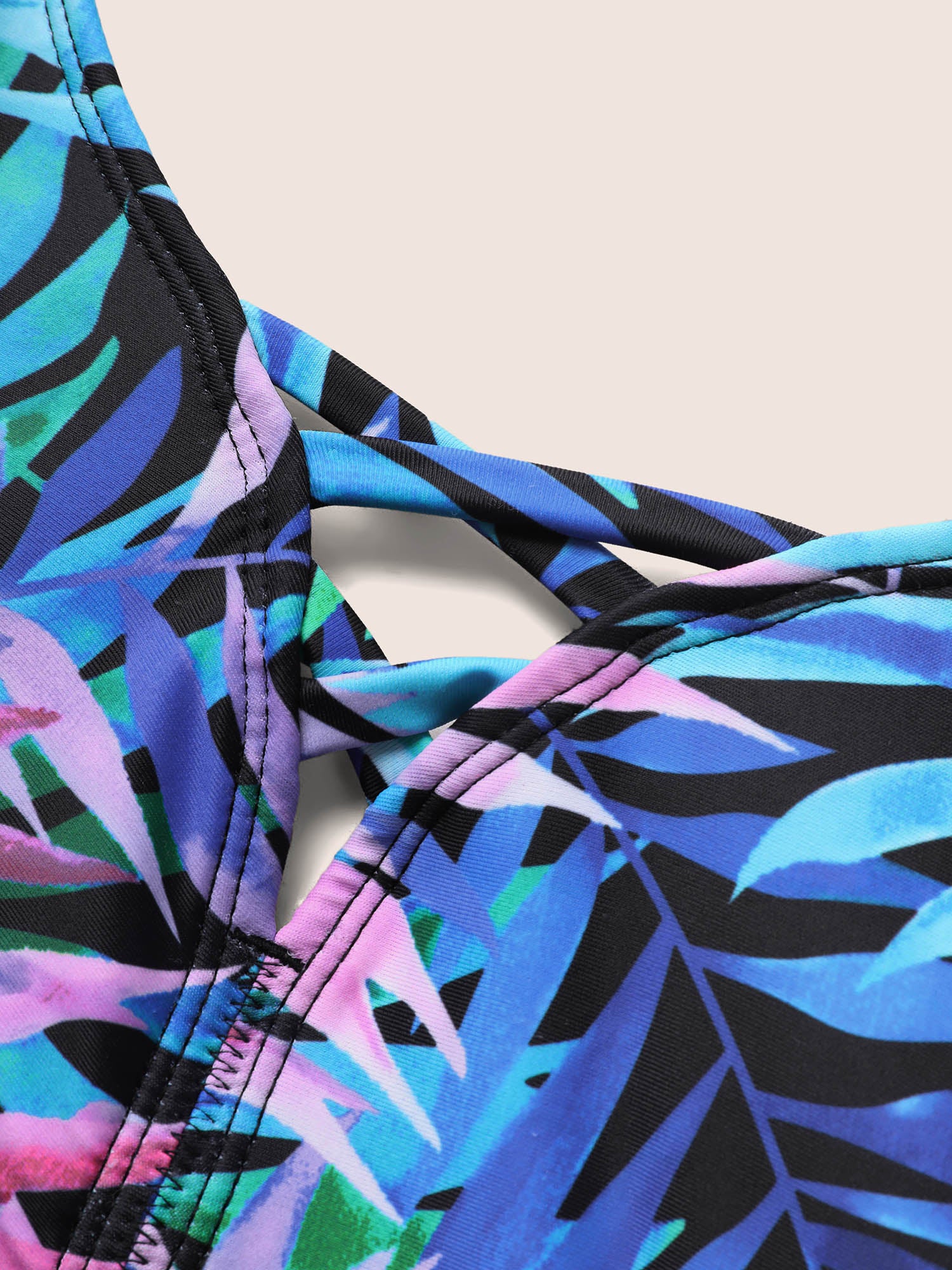 Tropical Print Crisscross Split Hem Swim Dress