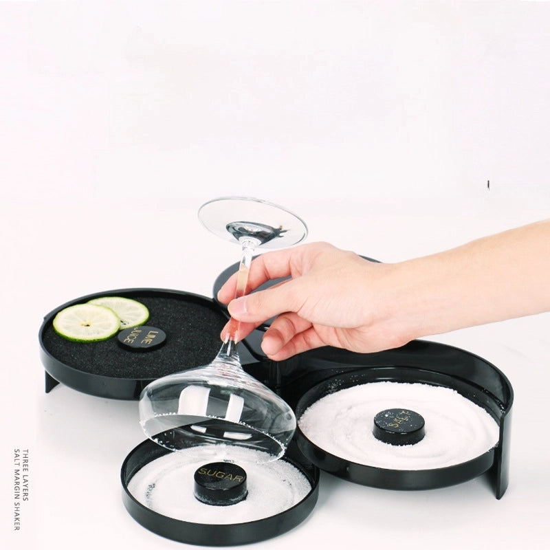 Bartender Seasoning Box Three-Layer Plastic Salt Side Box Bar Seasoning Box Sugar Side Box Margarita Cocktail Box
