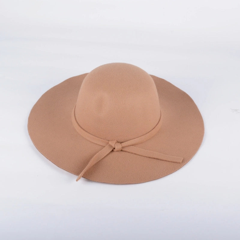 Black Retro Big Brim Hat Woolen Hat Female Autumn And Winter Trendy Casual Dome Top Hat Female