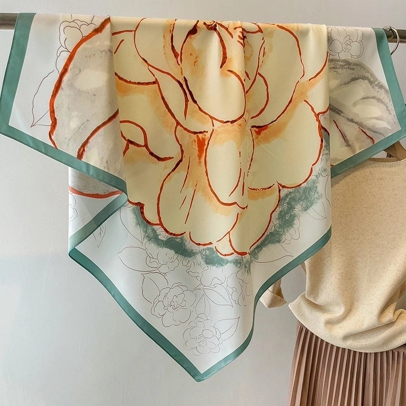 Women's Sweet Minimalist Flower Polyester Silk Scarf